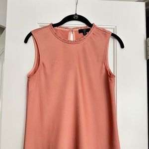 J Crew Ruffle Neck Shell Blouse in Satin-Crepe - Seashell Pink  - XS